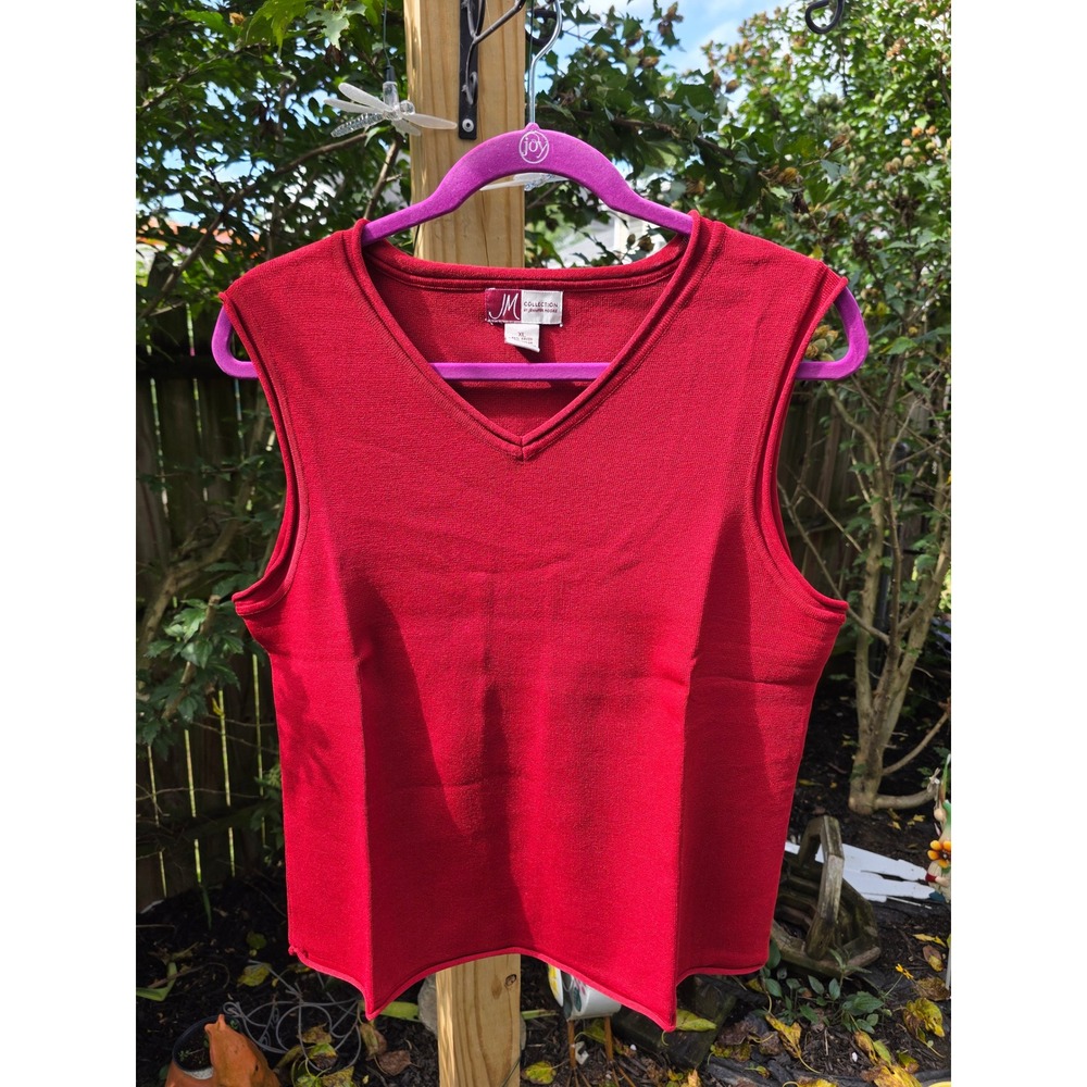 JM Collection Jennifer Moore Red V-Neck Sleeveless Knit Top XL